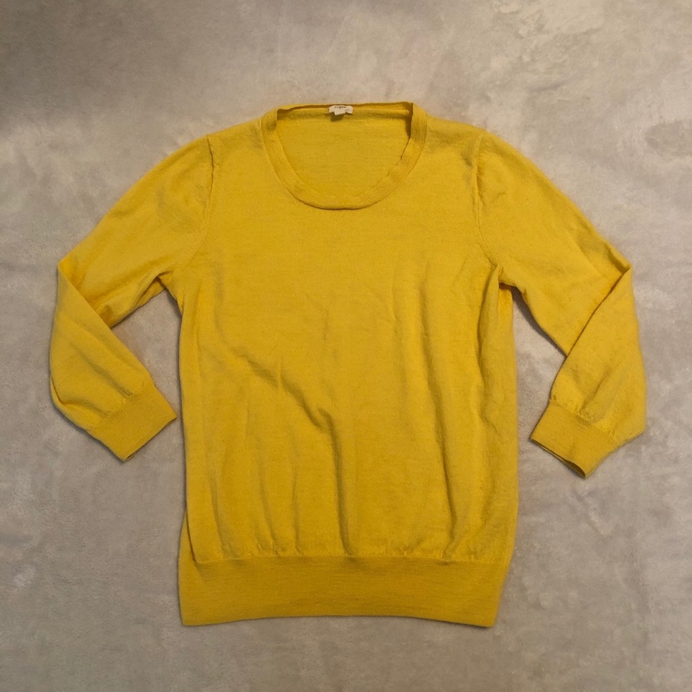J. Crew Yellow Crew Neck Merino Wool Sweater